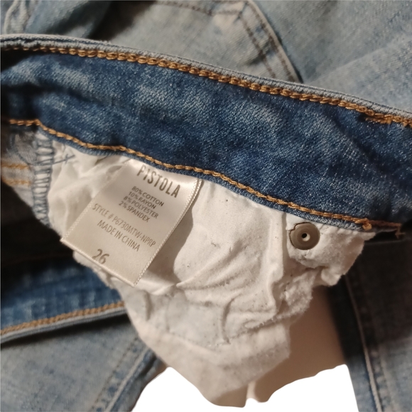 PISTOLA Medium Wash Blue Skinny Cuff Hem High Rise Jeans 26 - Picture 7 of 7